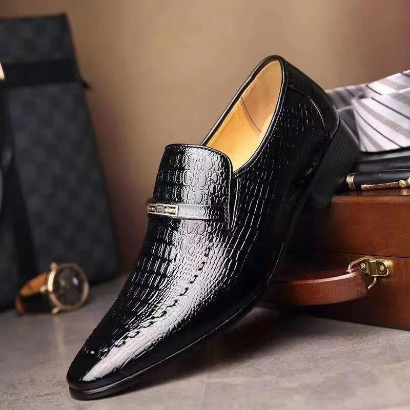 Sharp Elegant Formal Croco-Style Leather Shoes