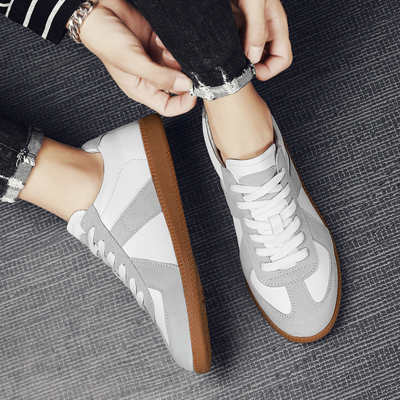 Vintage Leather Suede-Panel Sneakers