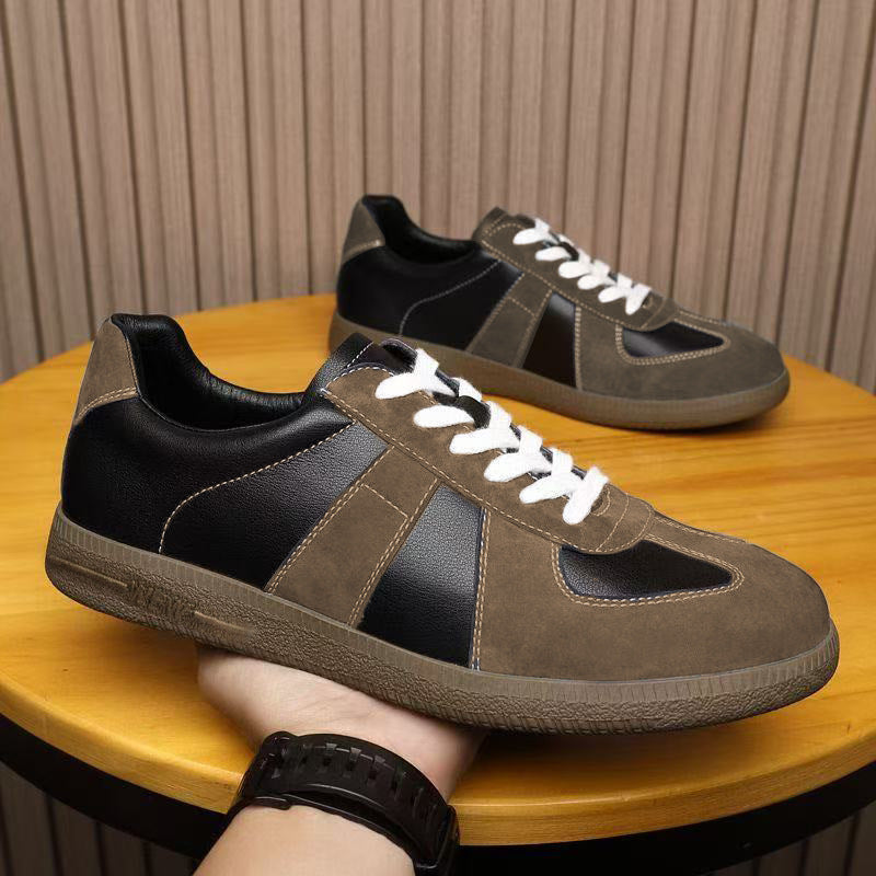 Vintage Leather Suede-Panel Sneakers