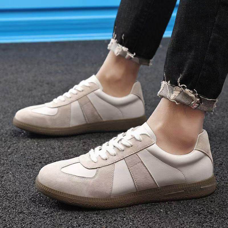 Vintage Leather Suede-Panel Sneakers