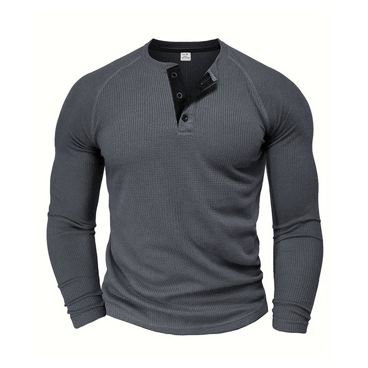 Waffle Knit Long Sleeve Henley