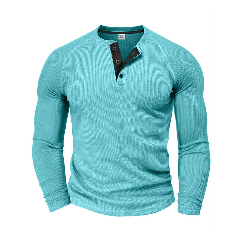 Waffle Knit Long Sleeve Henley