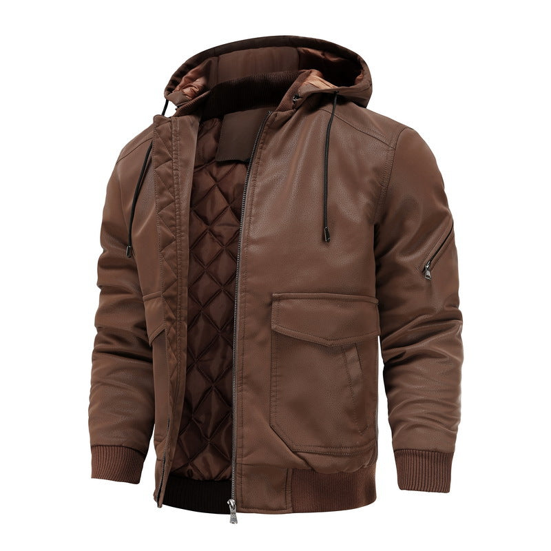 Hoodie Leather Jacket