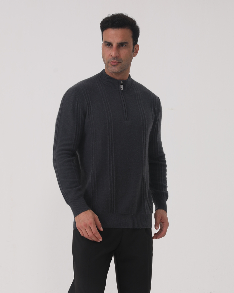 100% Cashmere Ribbed Half Zip