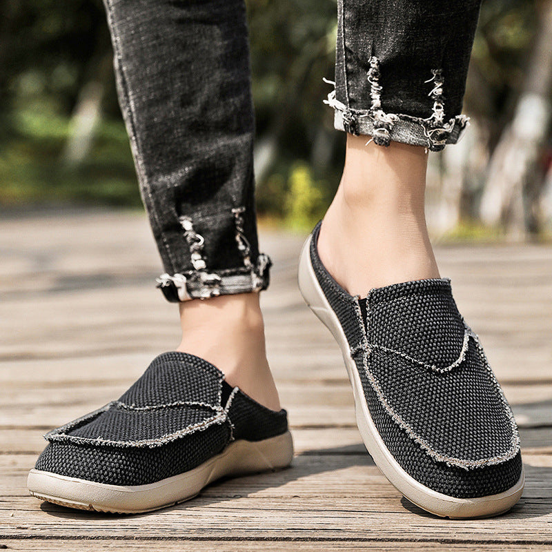 Canvas Backless Slip-On Moccasin