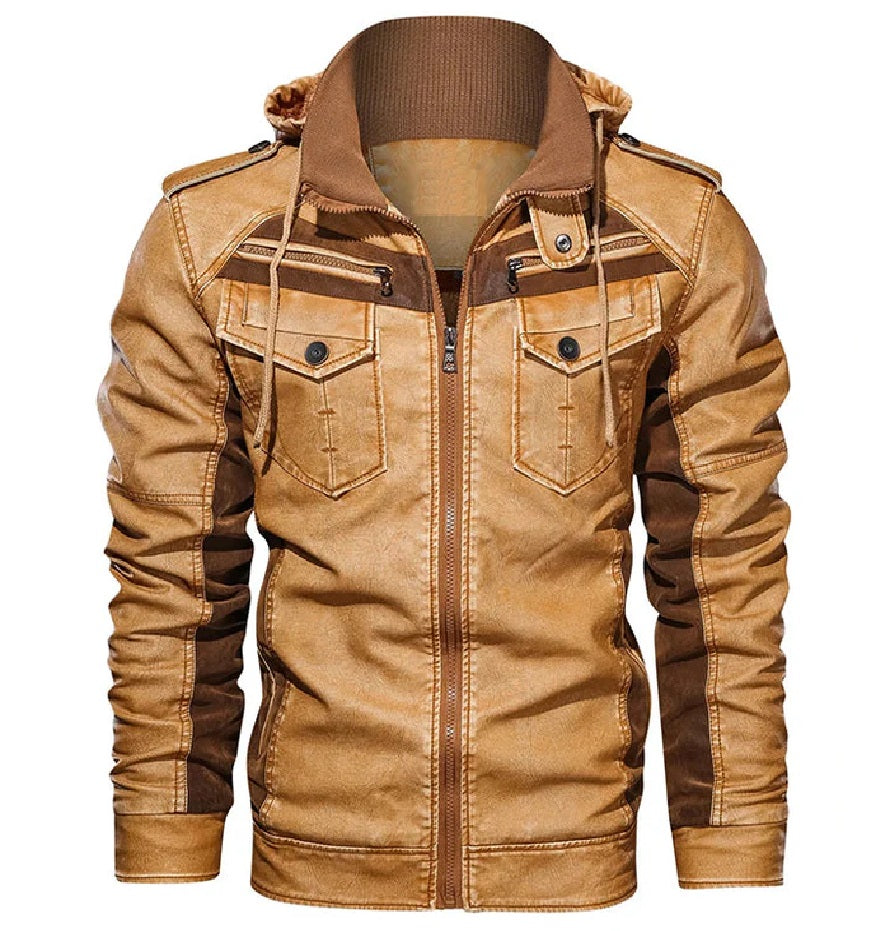 Nomad Adventure Hoodie Leather Jacket