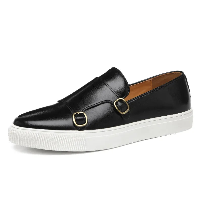 Leather Double Monk Loafers