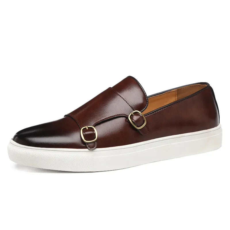 Leather Double Monk Loafers