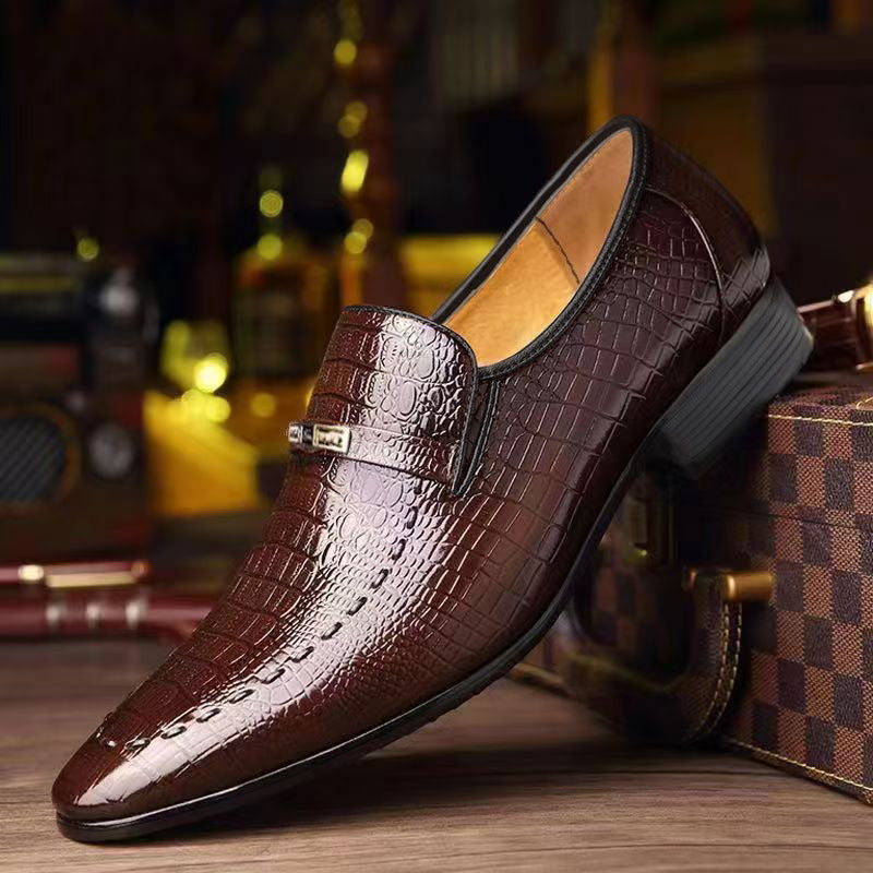Sharp Elegant Formal Croco-Style Leather Shoes