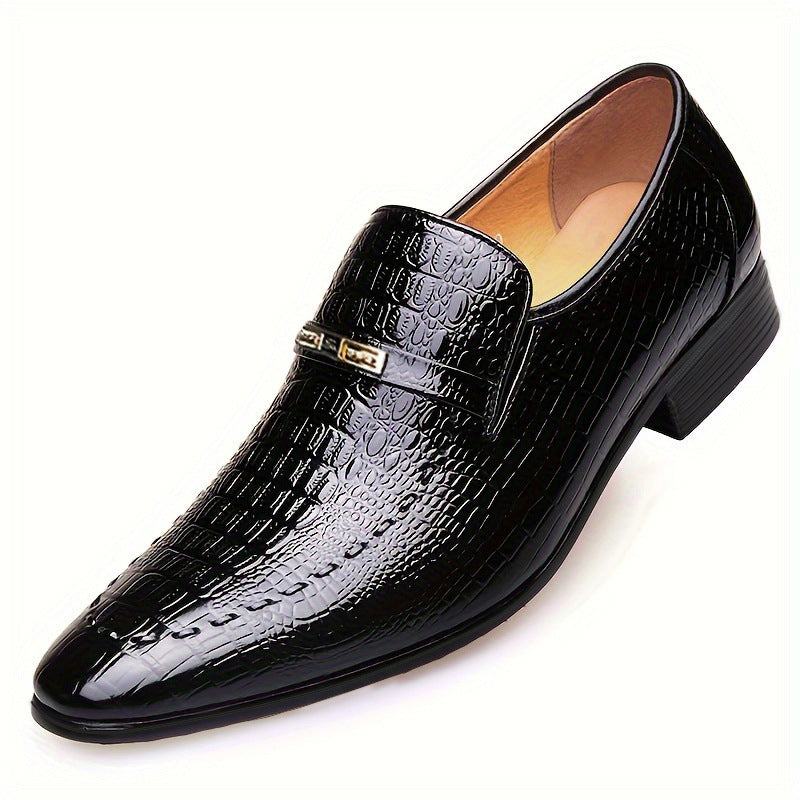 Sharp Elegant Formal Croco-Style Leather Shoes