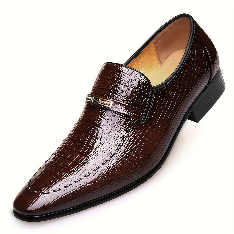 Sharp Elegant Formal Croco-Style Leather Shoes
