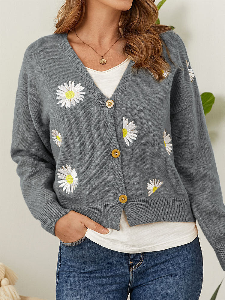 Soft Spring Daisy Cardigan