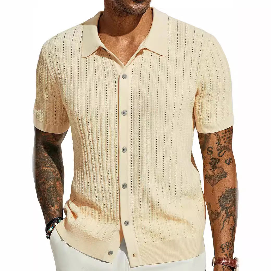 Textured Knit Polo Shirt