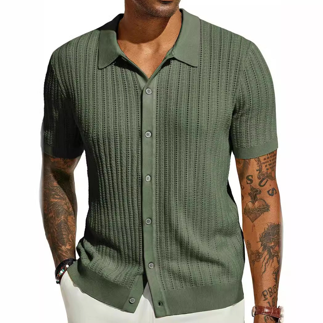 Textured Knit Polo Shirt