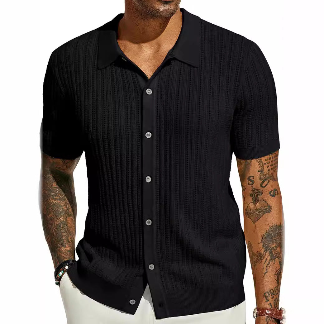 Textured Knit Polo Shirt