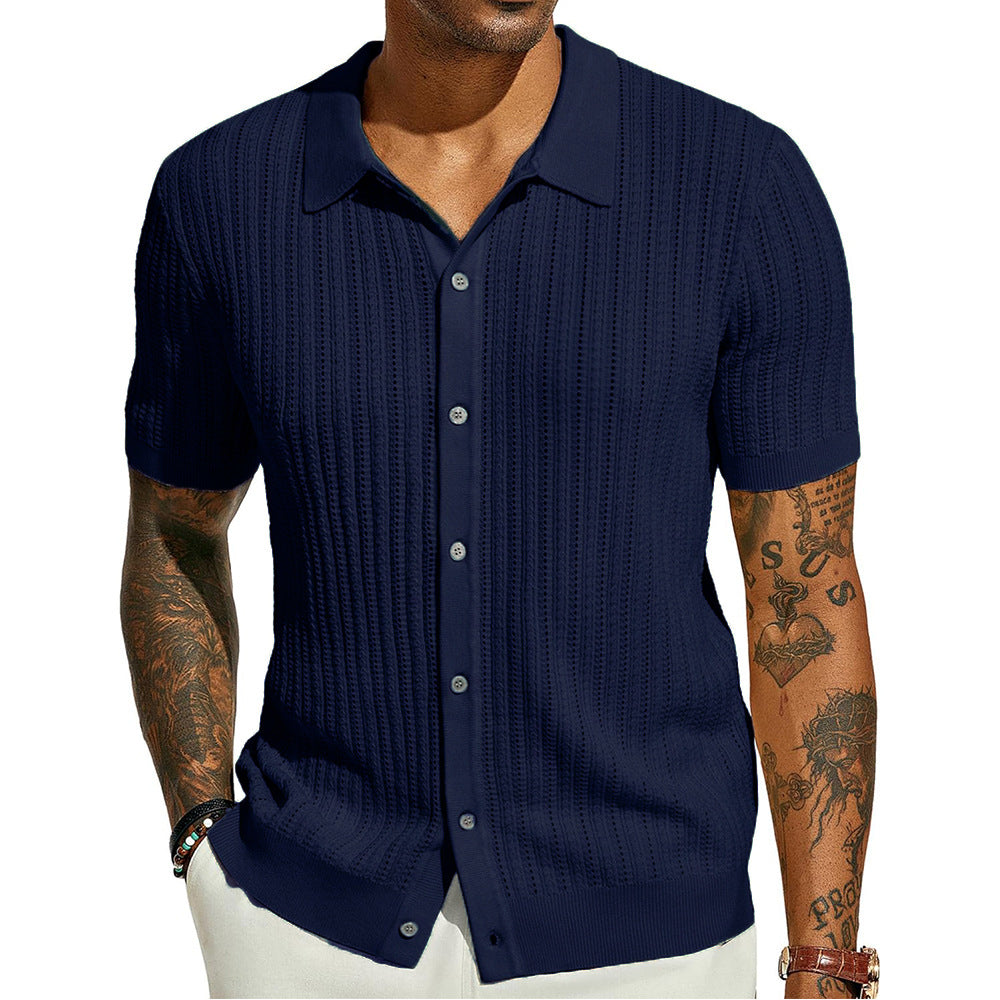 Textured Knit Polo Shirt