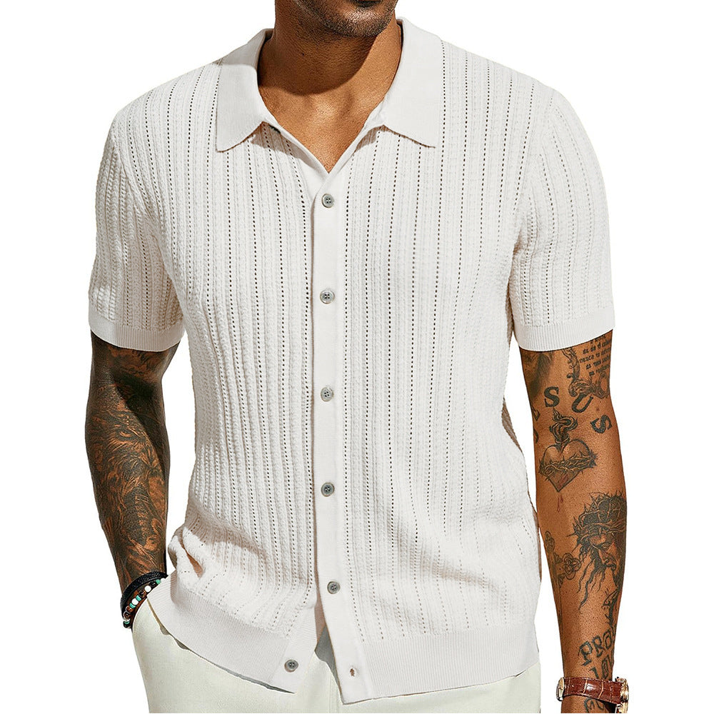 Textured Knit Polo Shirt