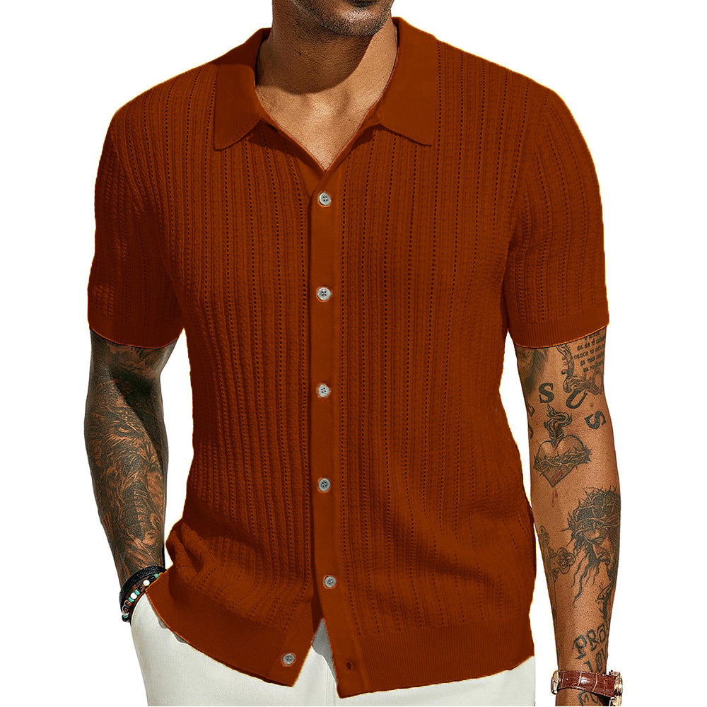 Textured Knit Polo Shirt