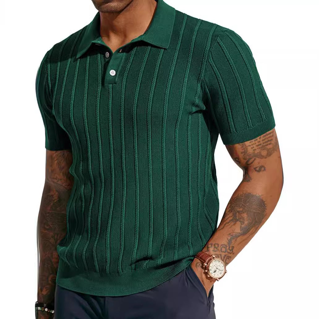 Vertical Rib Knit Polo