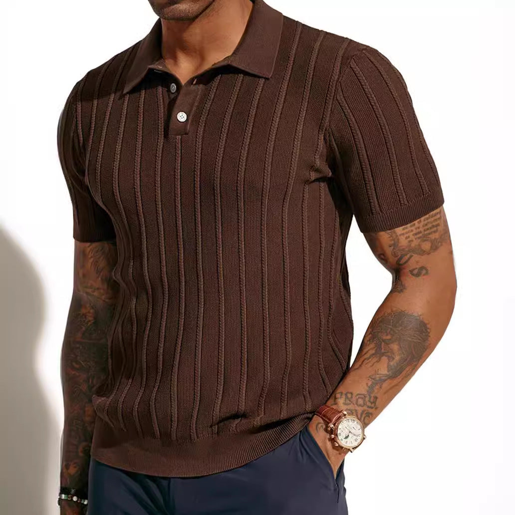 Vertical Rib Knit Polo