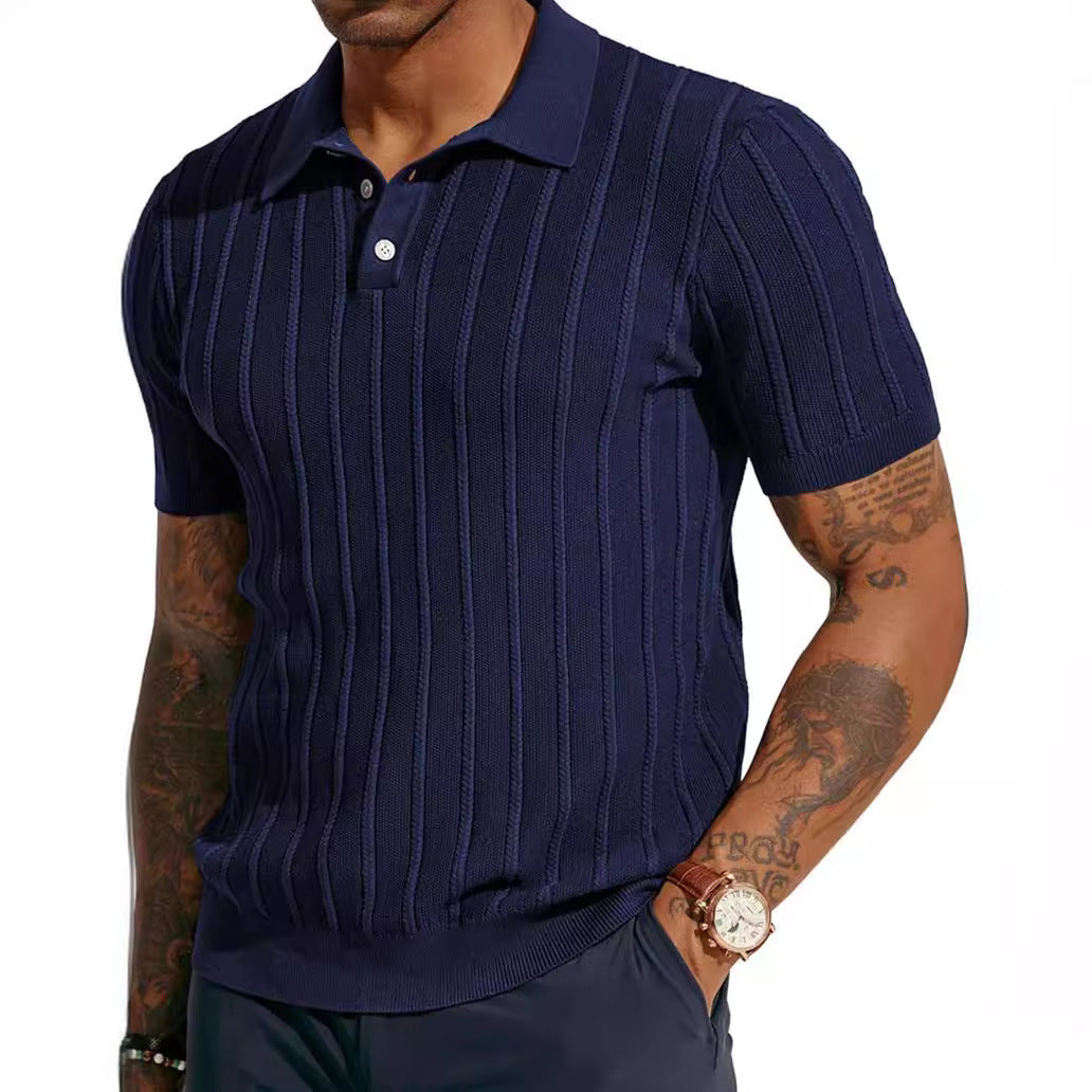 Vertical Rib Knit Polo