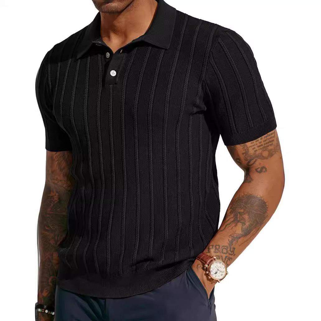 Vertical Rib Knit Polo