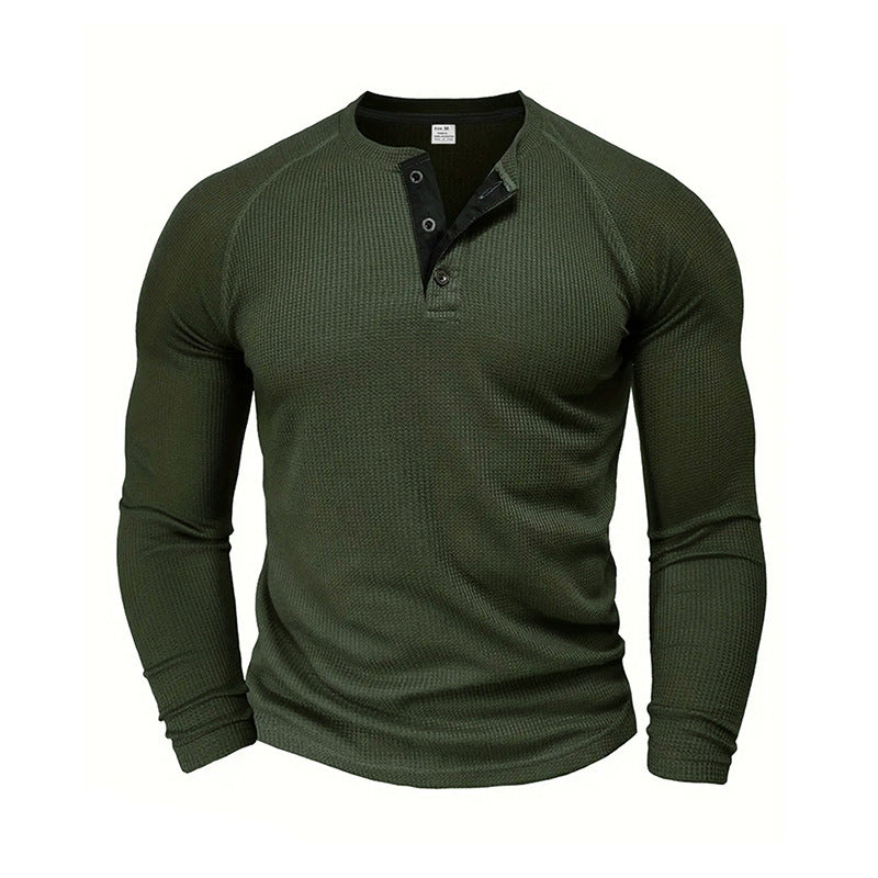 Waffle Knit Long Sleeve Henley