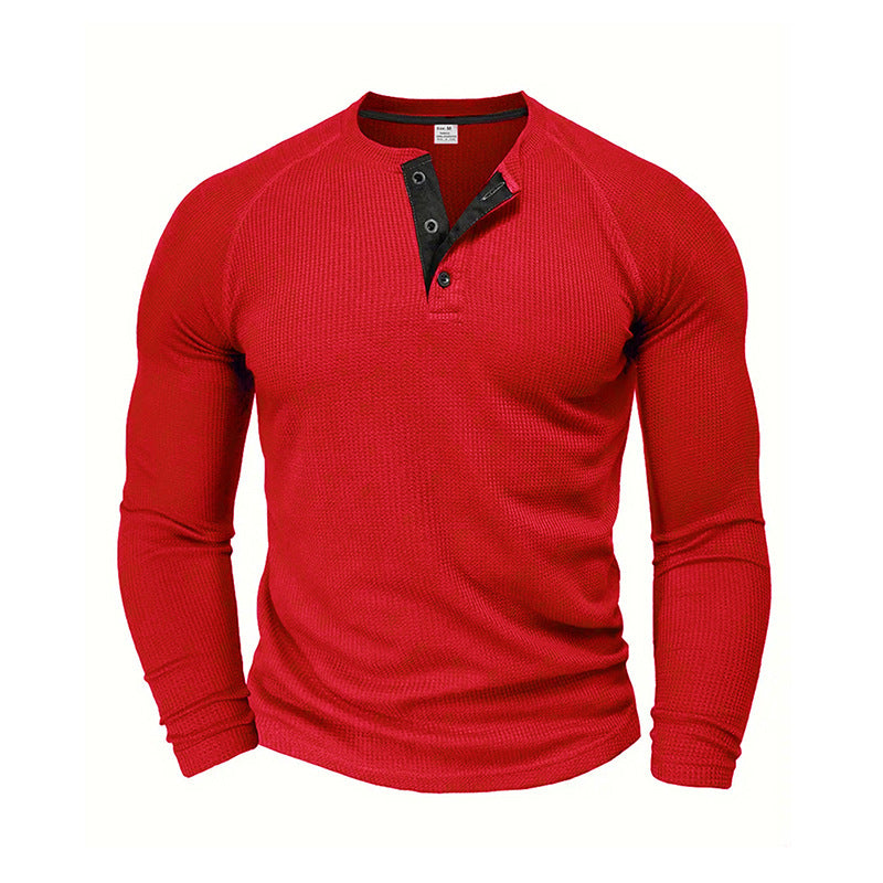 Waffle Knit Long Sleeve Henley