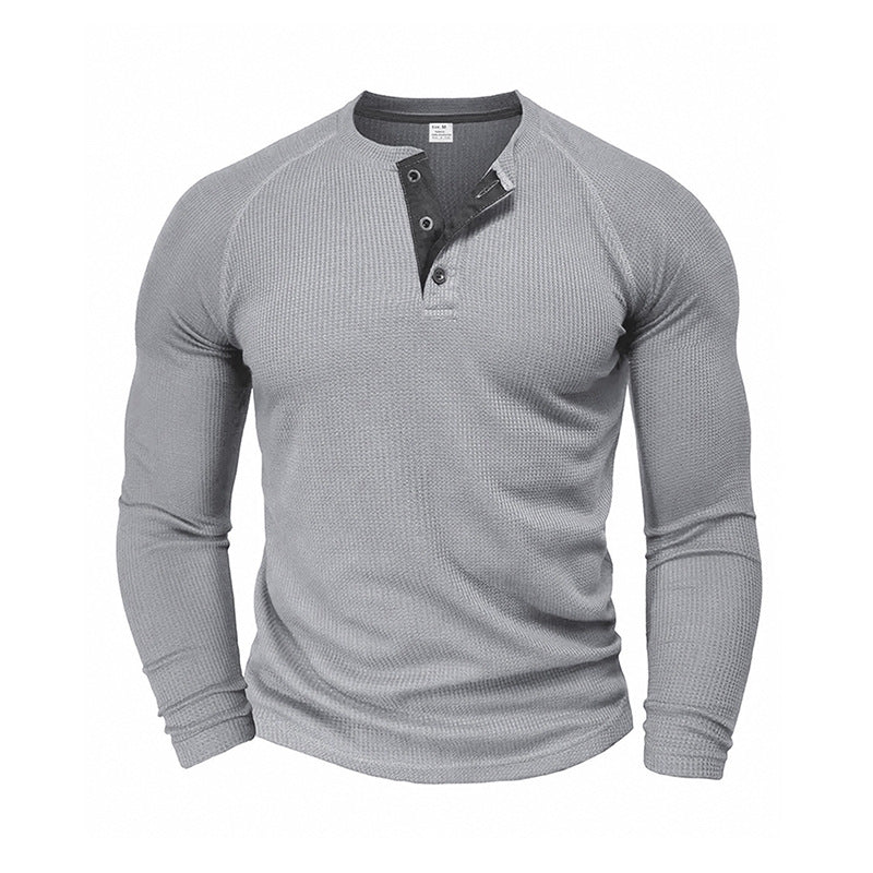 Waffle Knit Long Sleeve Henley
