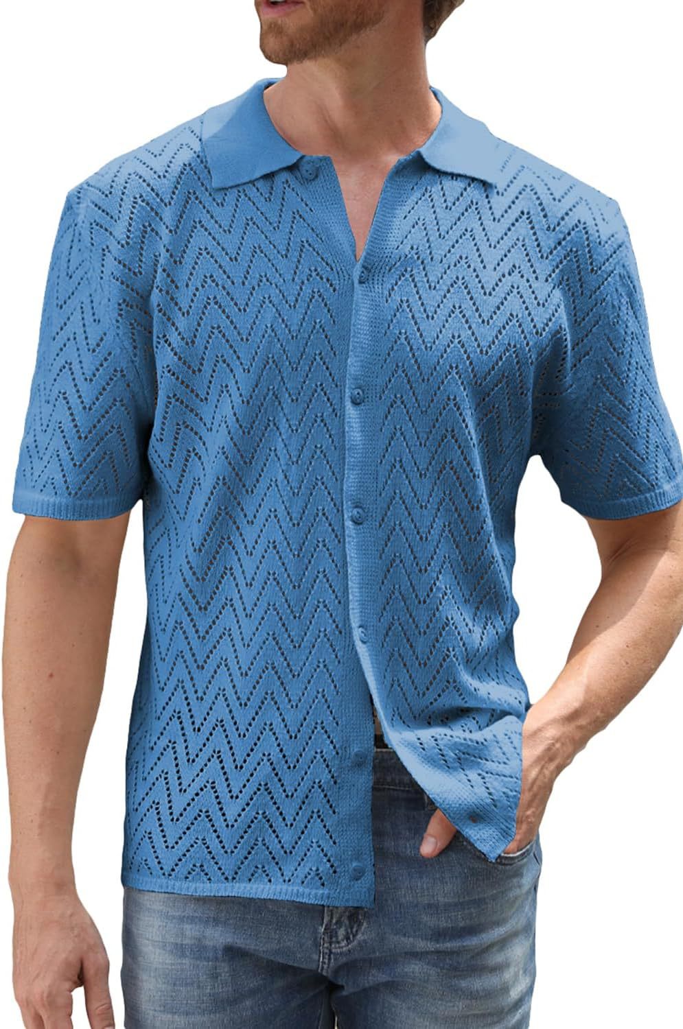Zigzag Knit Polo Shirt