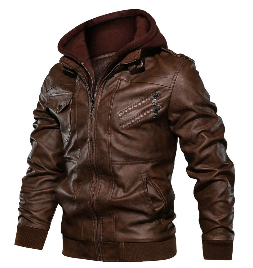 Storm Hoodie Leather Jacket